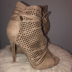 Nude wrap around heels